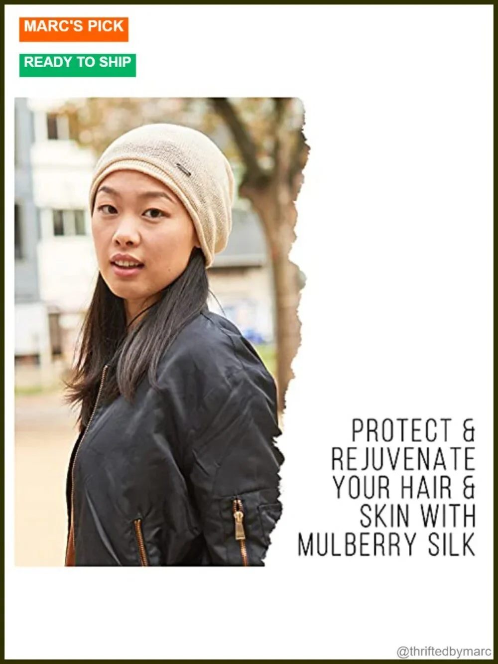 100% Silk Slouchy Beanie Hat for Sensitive Skin Chemo Hat